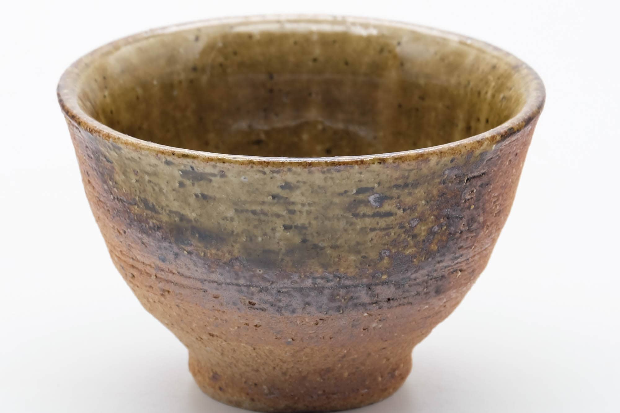 Japanese Teacup - Brown Green Ash Glazed Shigaraki-yaki Yunomi - 110ml