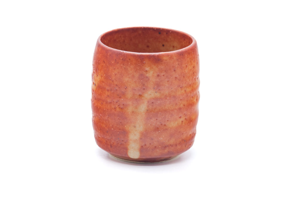 Japanese Teacup - Orange Shino Glazed Mino Yunomi - 100ml