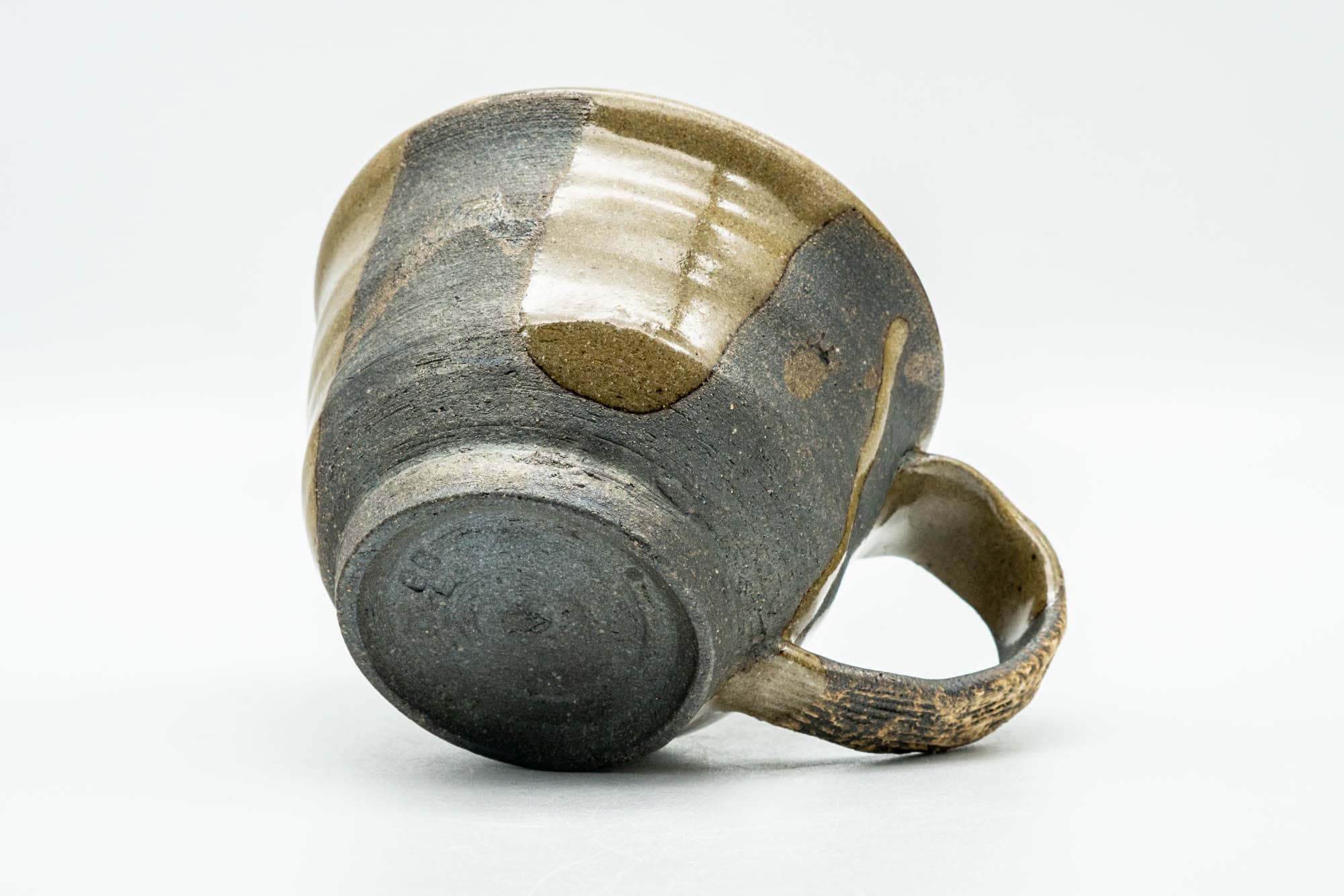 Japanese Teacup - Brown Stoneware Rear-Handled Ushirode Yunomi - 180ml