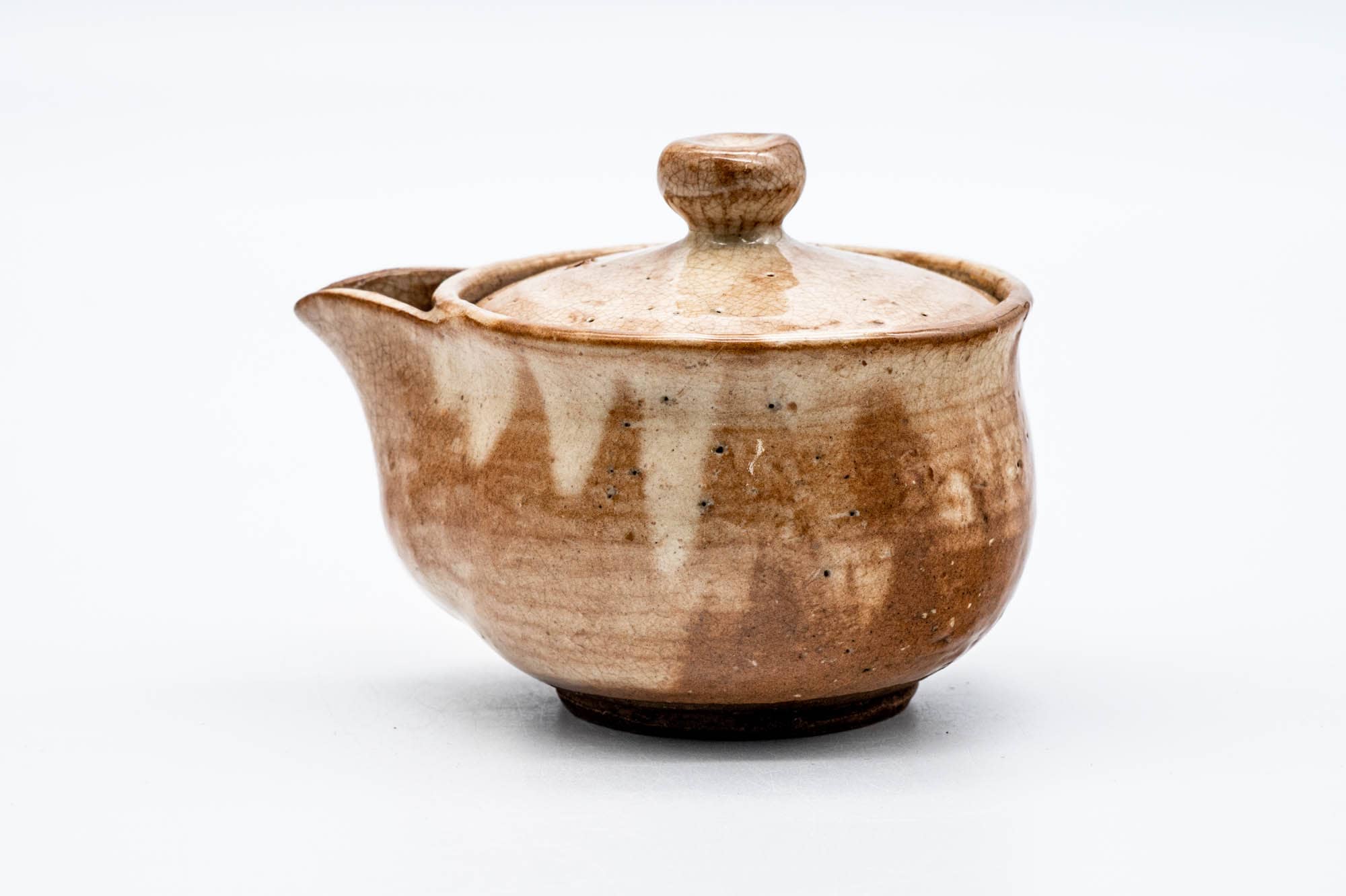 Japanese Houhin - 天鵬 Tsubaki Kiln - Beige Milky Hagi-yaki Handleless Teapot - 160ml