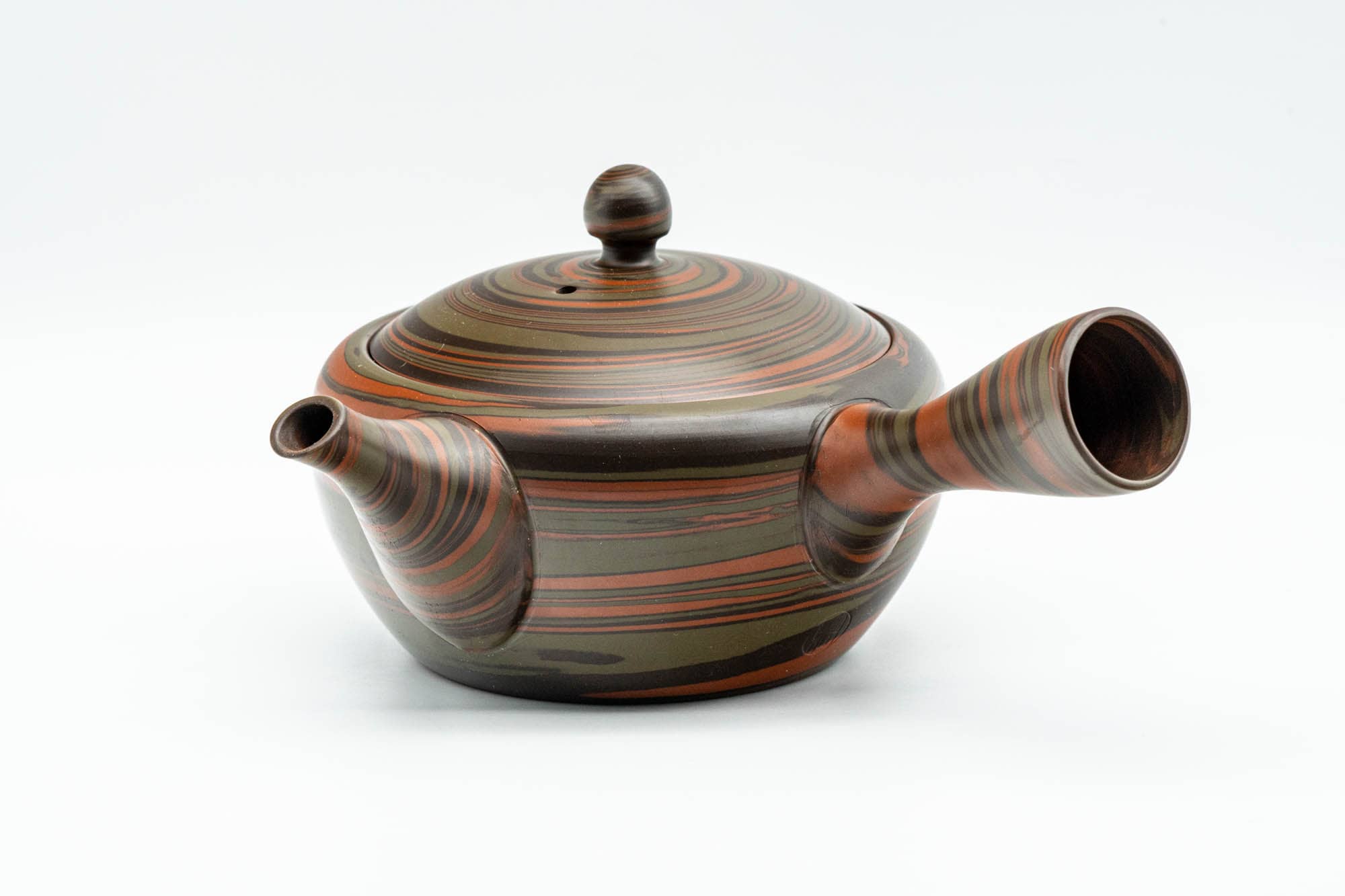 Japanese Kyusu - 陶仙 Tosen Hida - Red Nerikomi Tokoname-yaki Debeso Teapot - 220ml