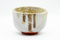 Japanese Matcha Bowl - 久 Milky White Yellow Web-Glazed Wabi-Sabi Chawan - 350ml