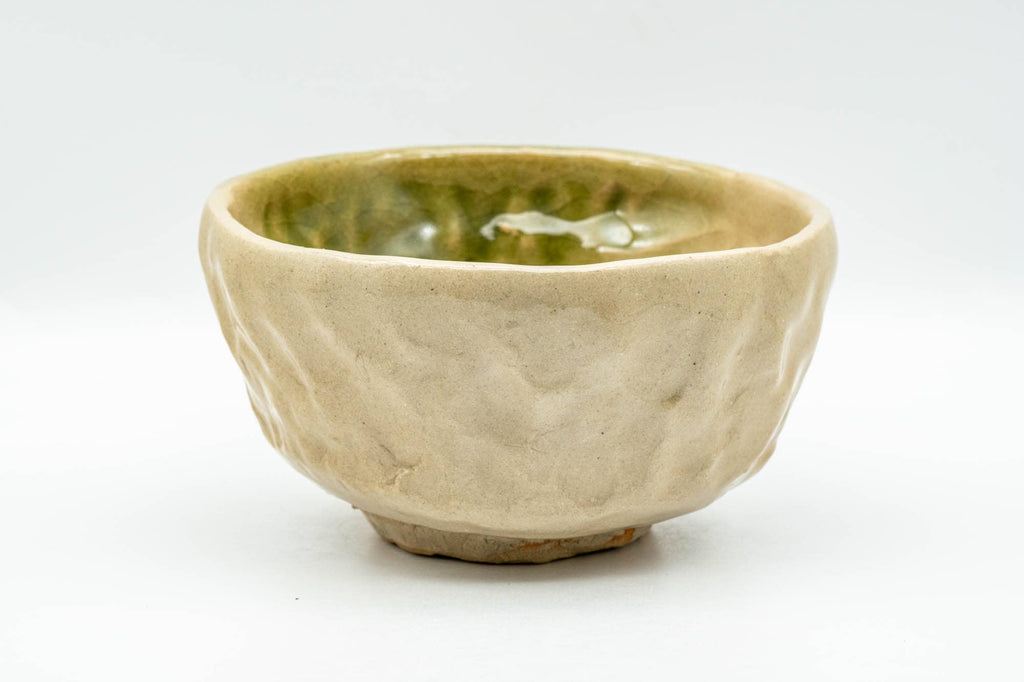 Japanese Matcha Bowl - Beige Green Hand-formed Wabi-Sabi Chawan - 250ml