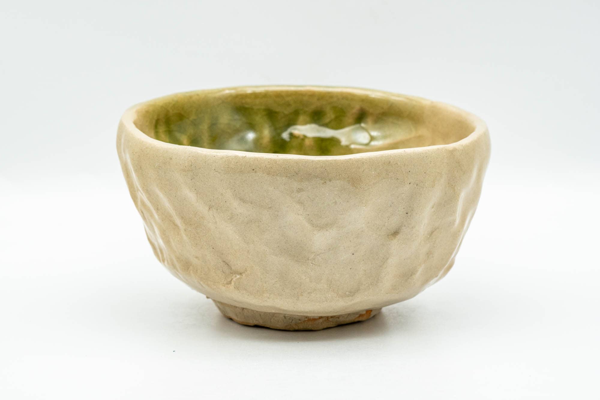 Japanese Matcha Bowl - Beige Green Hand-formed Wabi-Sabi Chawan - 250ml