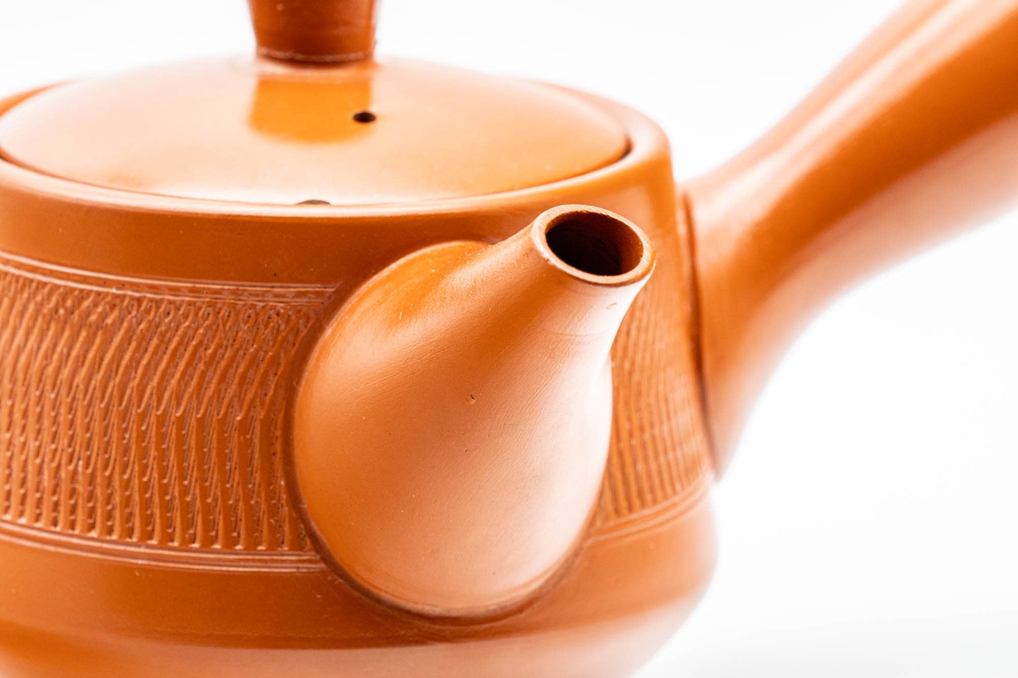 Japanese Kyusu - Red Shudei Tochiri Tokoname-yaki Mesh Teapot - 260ml