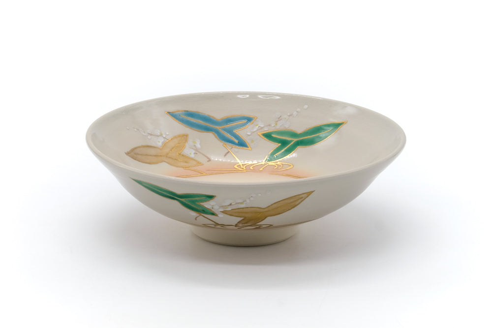 Japanese Matcha Bowl - Green Gold Kyo Summer Chawan - 100ml