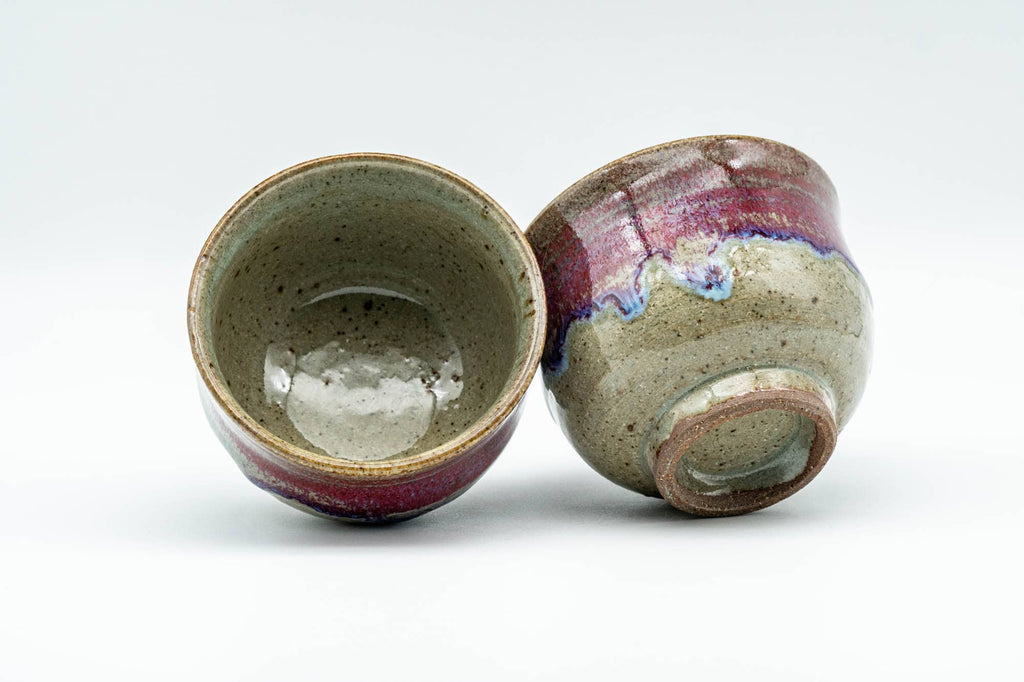 Japanese Teacups - Pair of Blue Purple Drip-Glazed Yunomi - 90ml