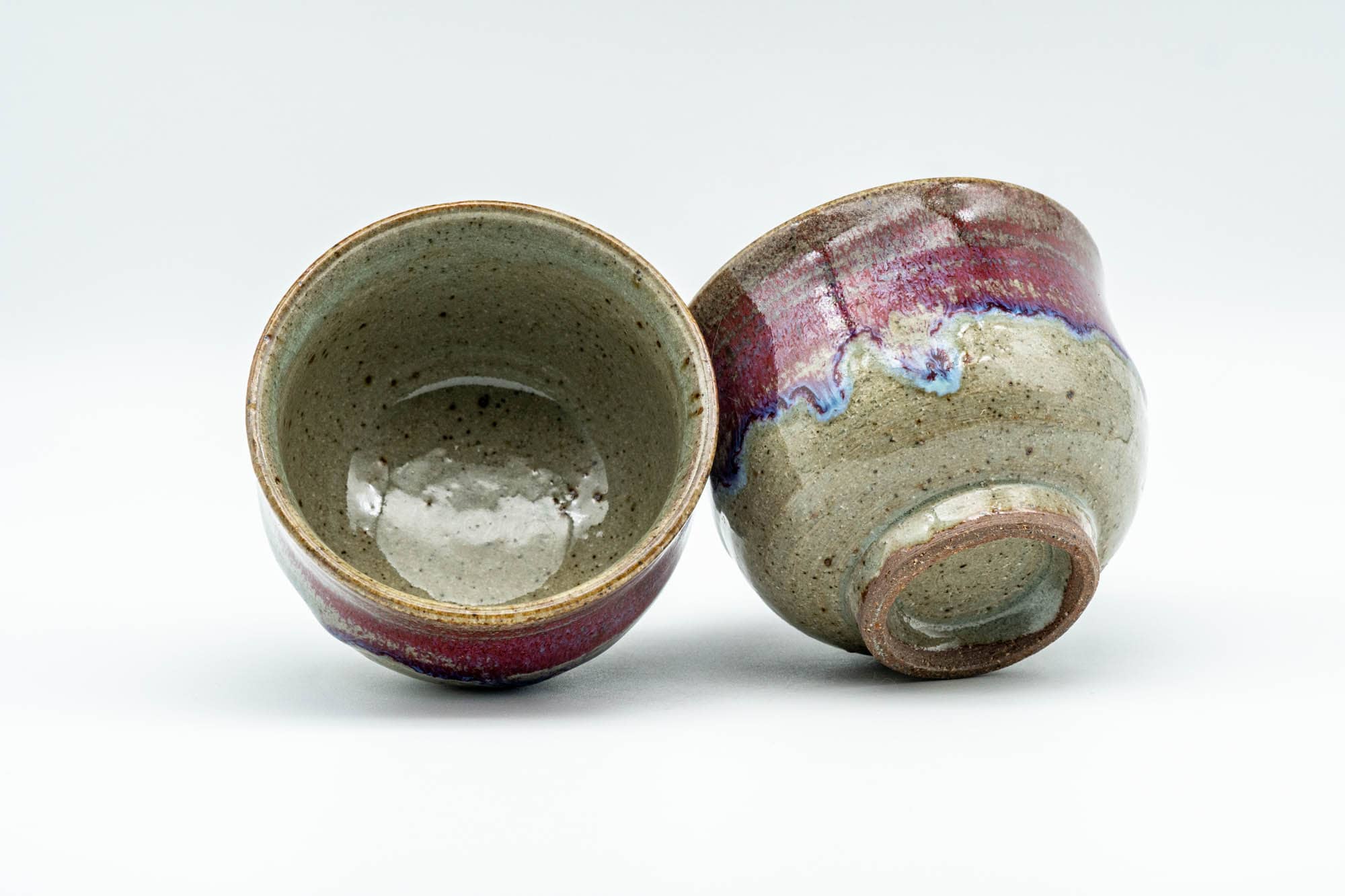 Japanese Teacups - Pair of Blue Purple Drip-Glazed Yunomi - 90ml