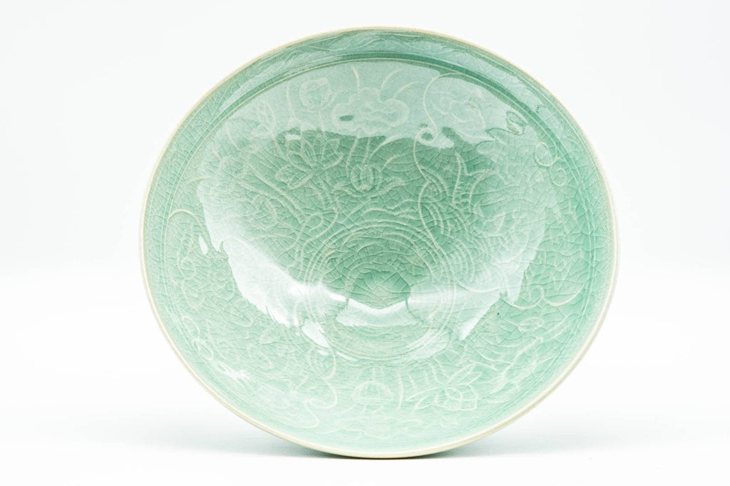 Korean style Goryeo Matcha Bowl - Green Celadon Summer Hira Chawan - 150ml