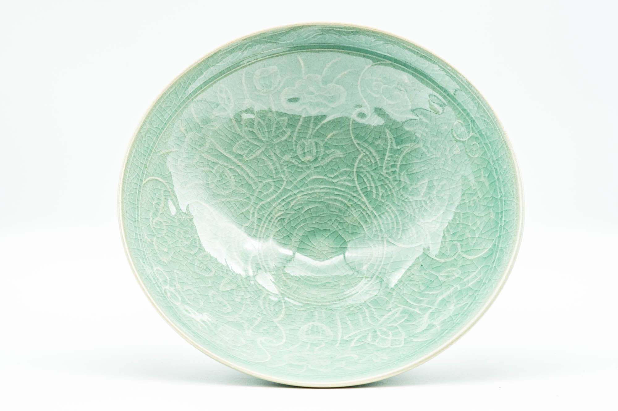 Korean style Goryeo Matcha Bowl - Green Celadon Summer Hira Chawan - 150ml