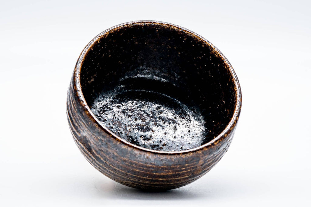 Japanese Matcha Bowl - Brown Speckled Spiraling Earthy Chawan - 300ml