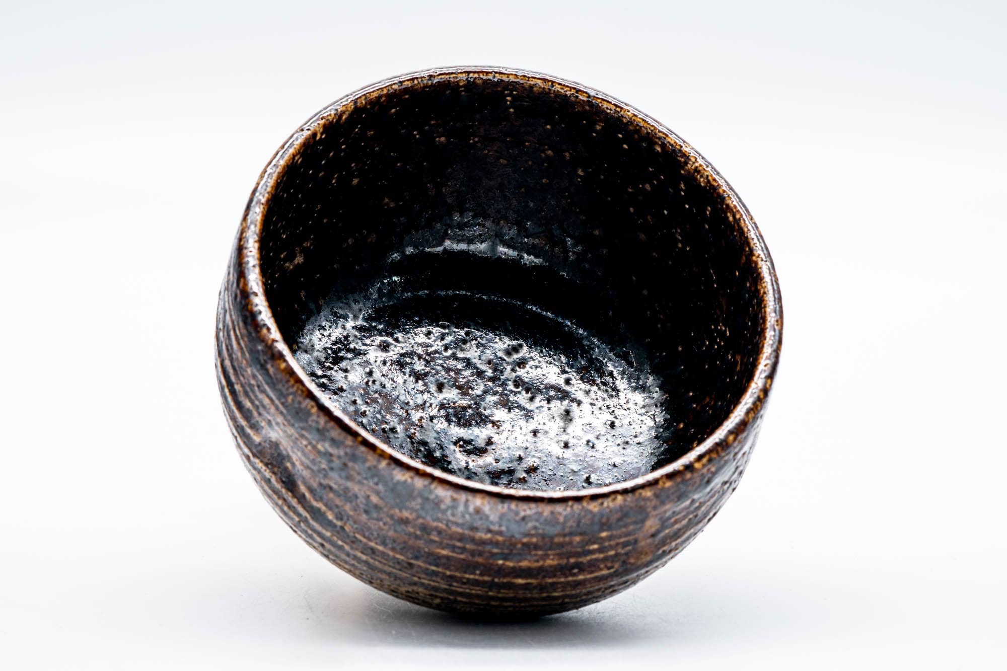 Japanese Matcha Bowl - Brown Speckled Spiraling Earthy Chawan - 300ml
