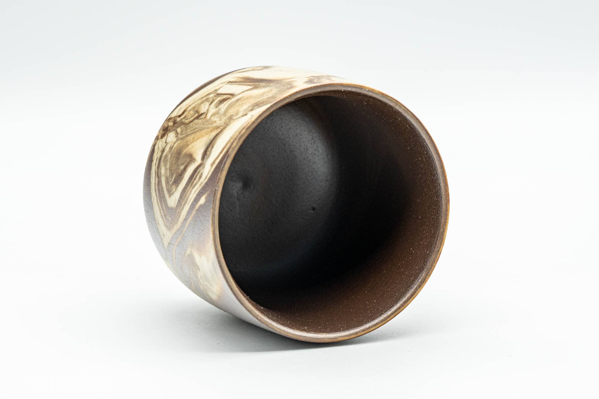 Japanese Teacup - Beige Brown Marbled Yunomi - 110ml