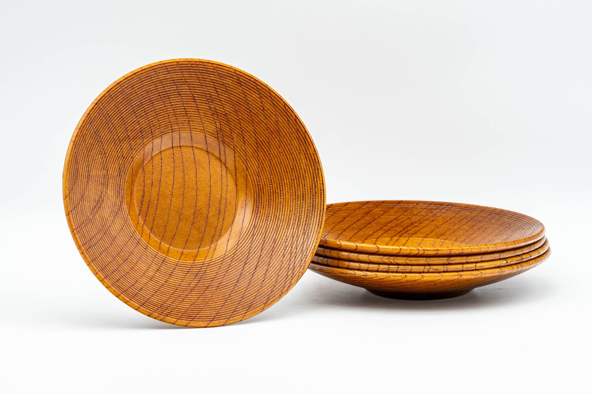 Japanese Chataku - Set of 5 Light Brown Wooden Tea Coasters