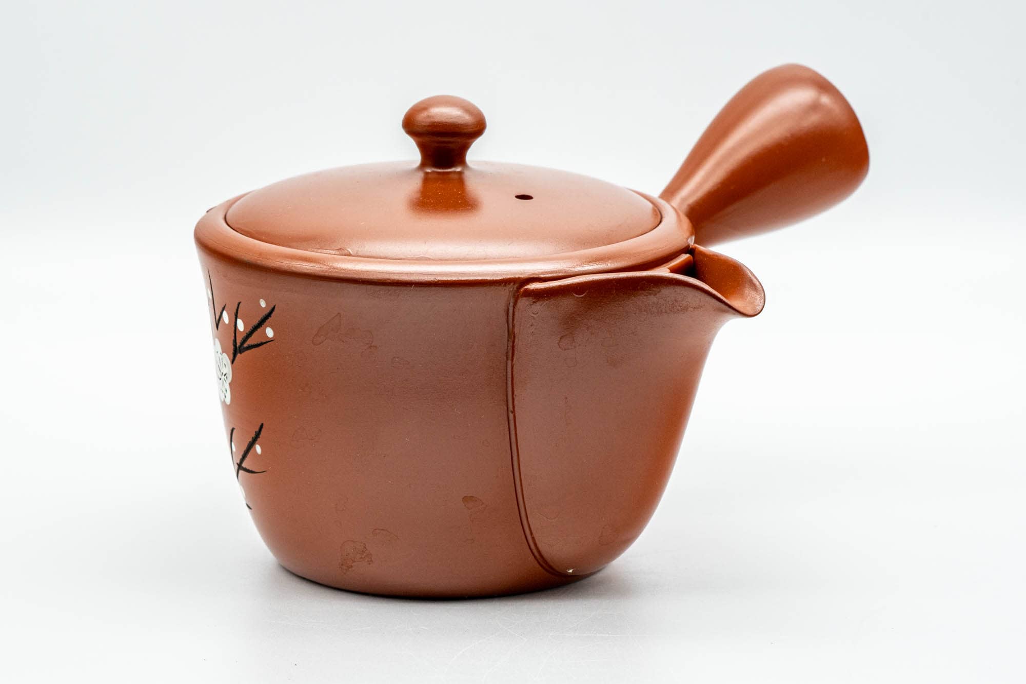 Japanese Kyusu - Plum Blossom Engraved Tokoname-yaki Mesh Teapot - 300ml