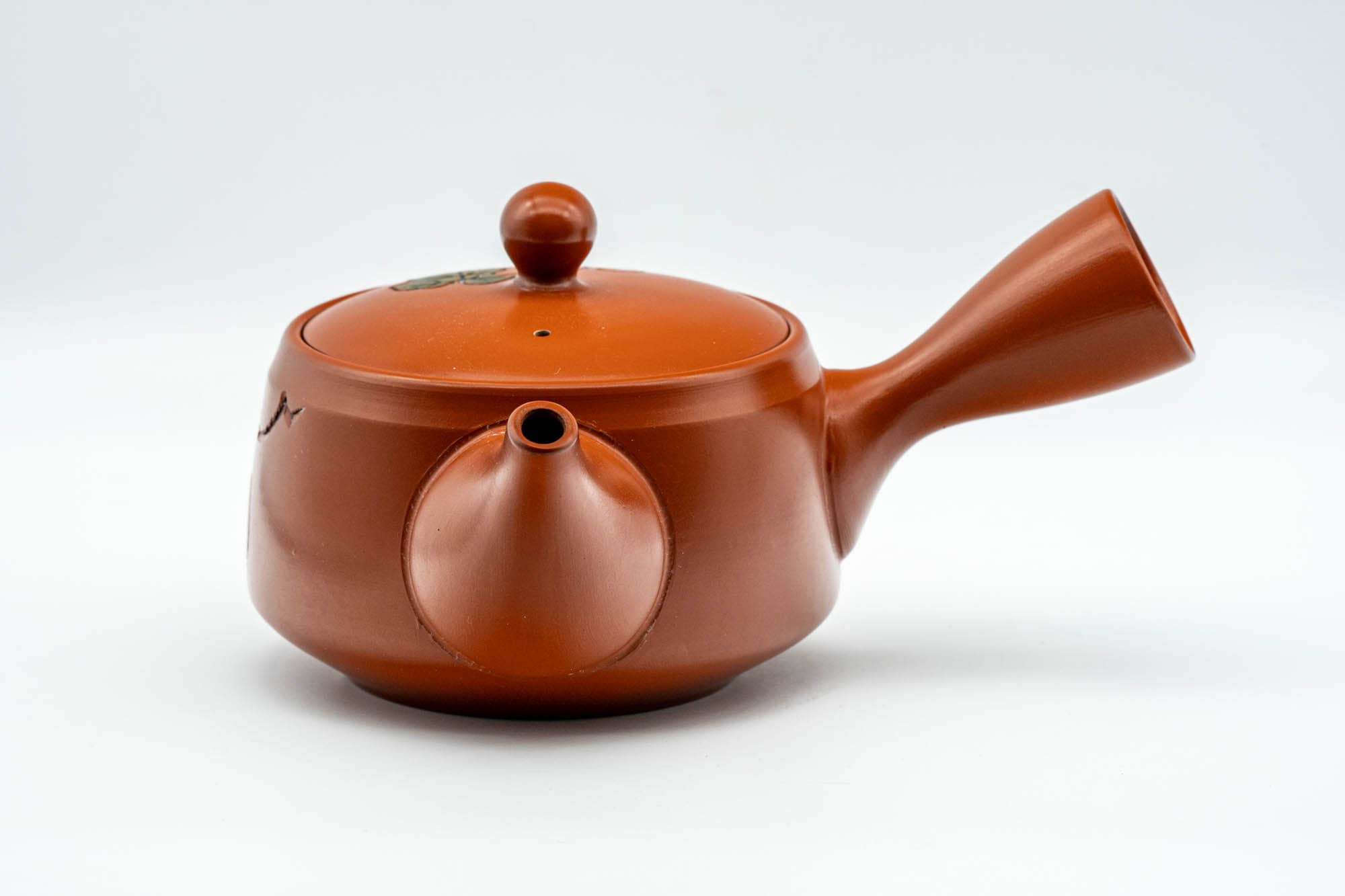 Japanese Kyusu - Grapevine Engraved Tokoname-yaki Obi-ami 360 Mesh Teapot - 370ml