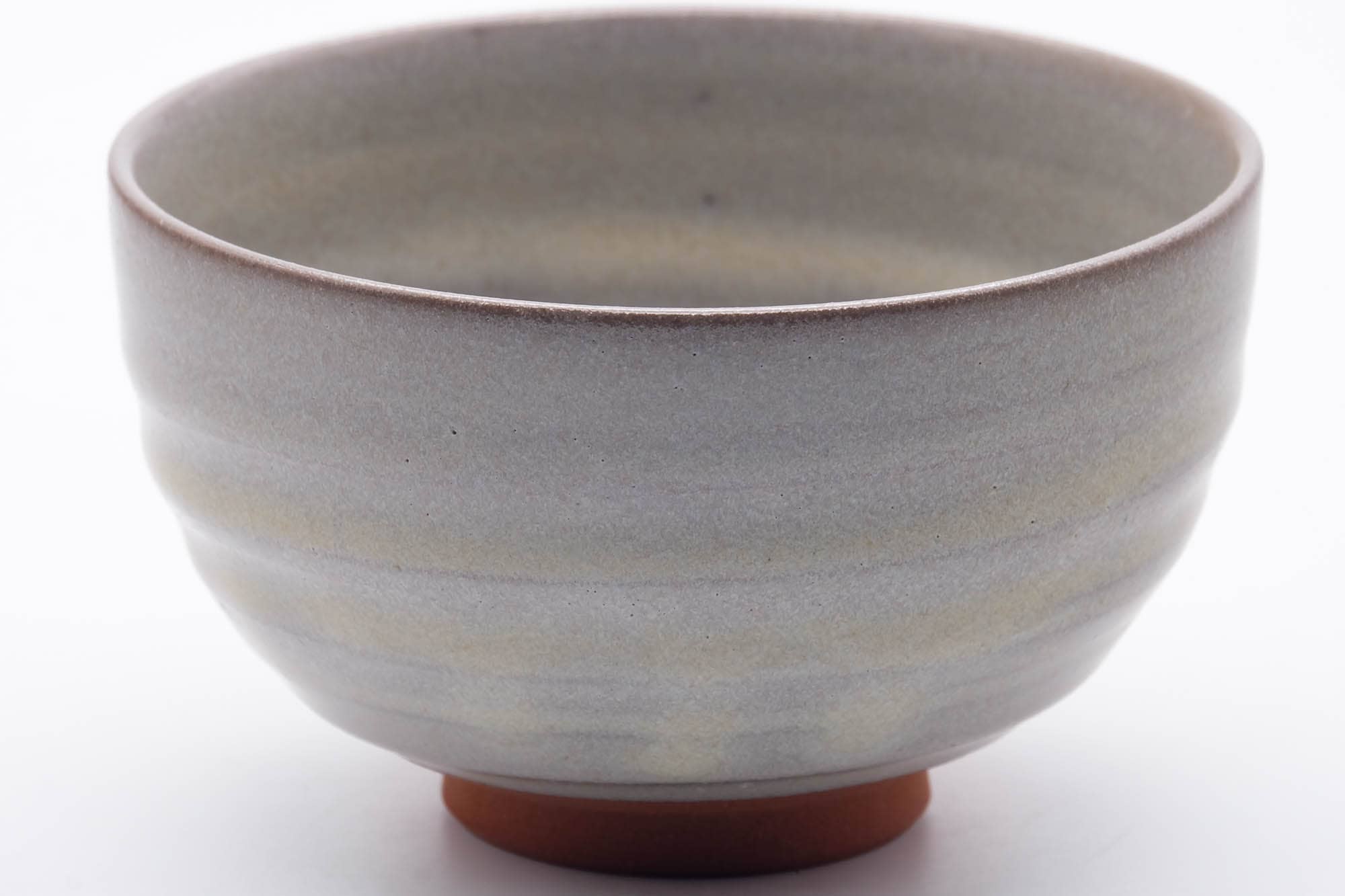 Japanese Matcha Bowl - Milky Grey White Glazed Spiraling Kiyomizu-yaki Chawan - 400ml