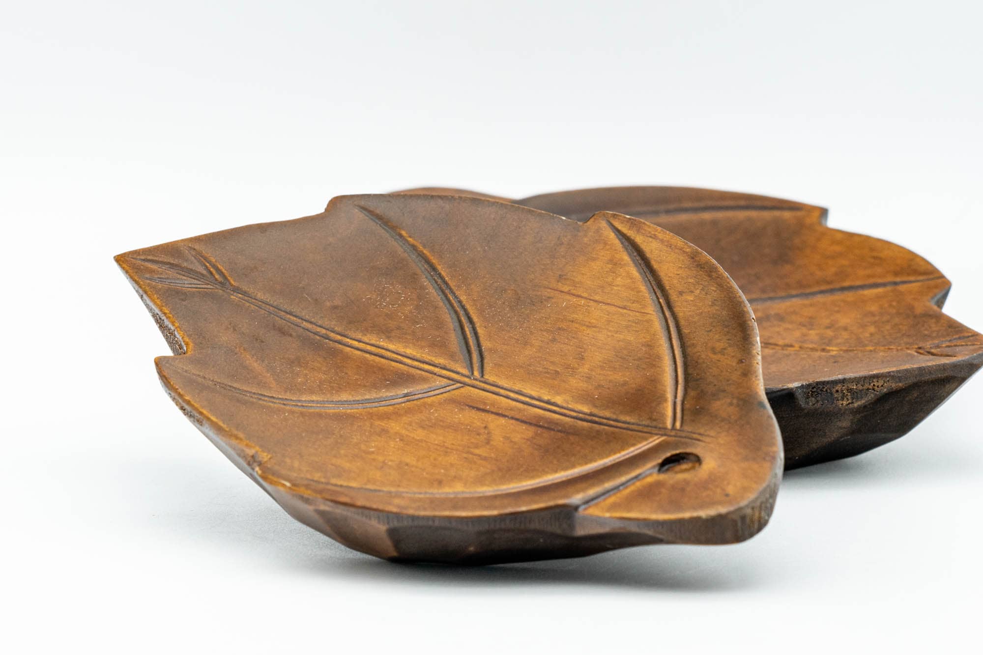Japanese Chataku - Set of 5 Leaf-shaped Wooden Tea Saucers