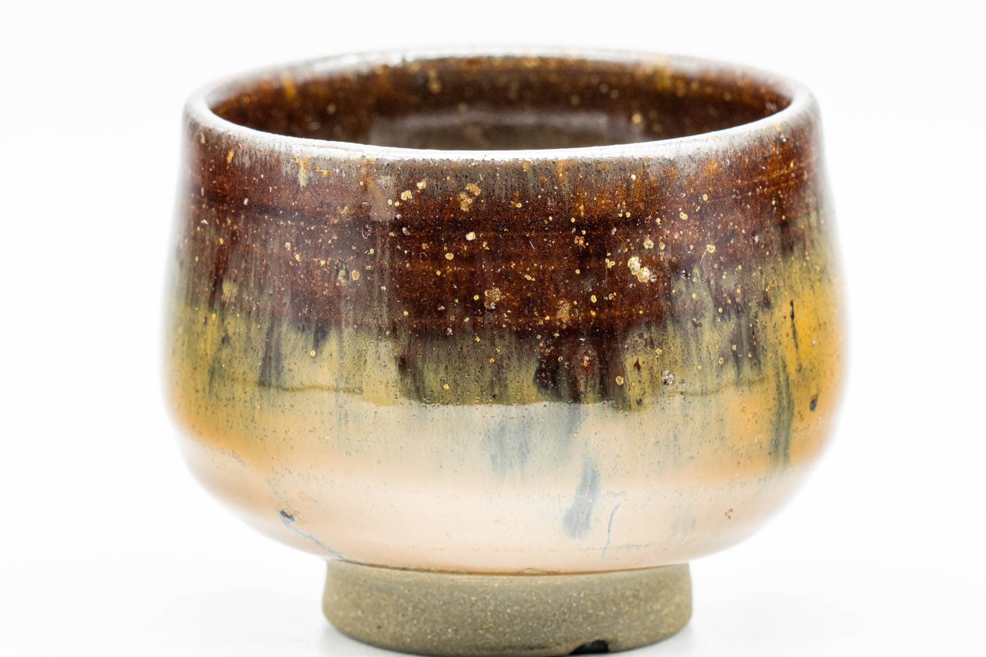 Japanese Teacups - Pair of Brown Drip-Glazed Yunomi - 100ml