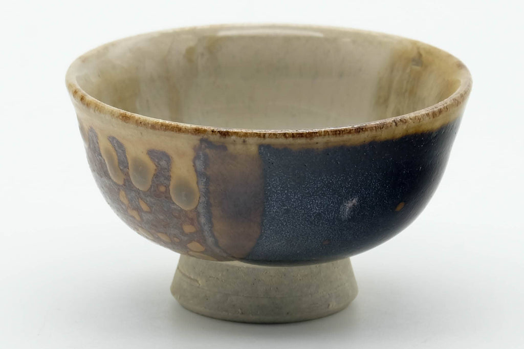 Japanese Teacup - Beige Brown Drip-Glazed Guinomi with Kiribako - 20ml