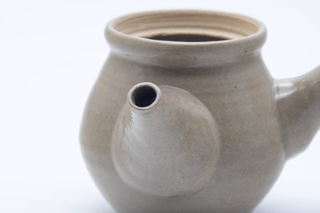 Japanese Kyusu - Floral Beige Glazed Ceramic Filter Teapot - 250ml