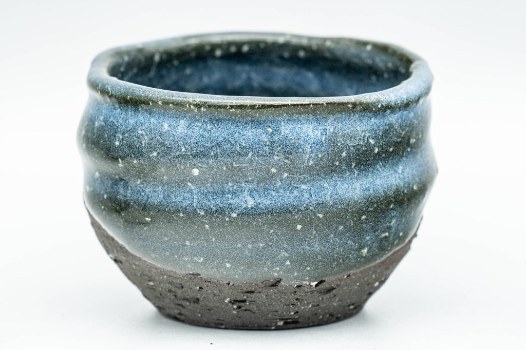 Japanese Teacups - Set of 3 Blue Celadon Snowflake Glazed Stoneware Guinomi - 60ml