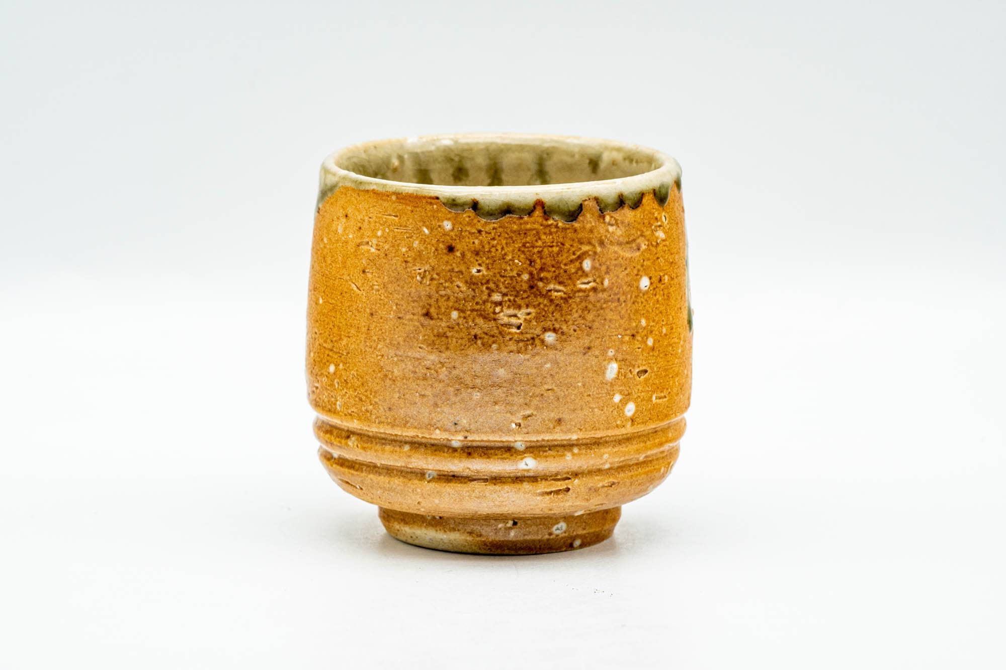 Japanese Teacup - Orange Green Drip-Glazed Shigaraki-yaki Yunomi - 120ml