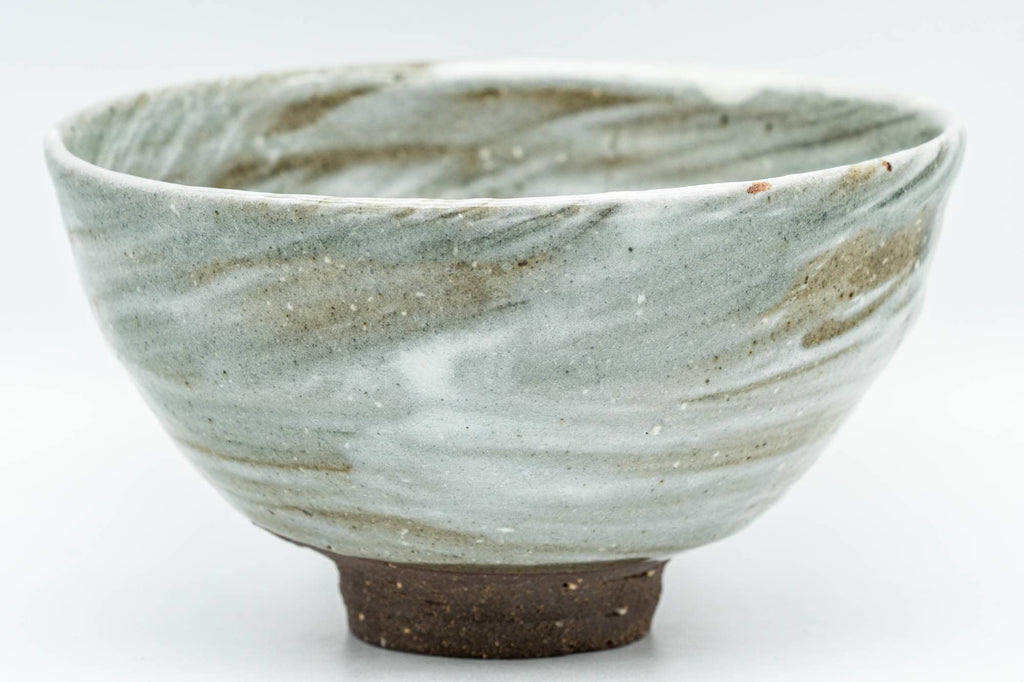 Japanese Matcha Bowl - Grey Hakeme Brush Glazed Ido-gata Chawan - 300ml
