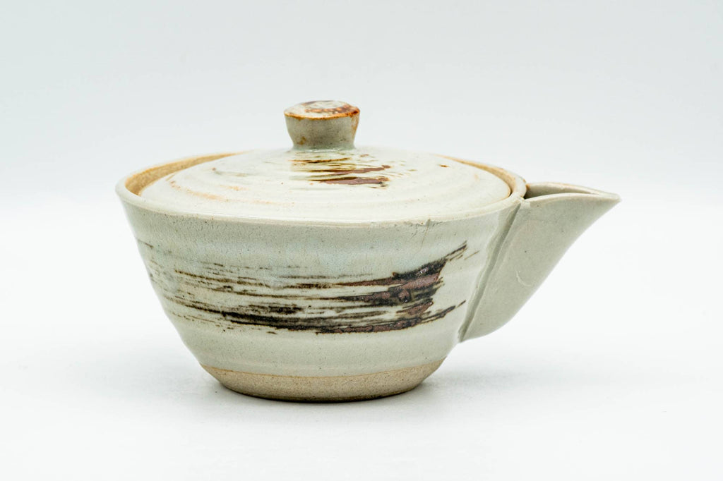 Japanese Tea Set - Beige Hakeme Glazed Houhin Teapot with 2 Yunomi Teacups