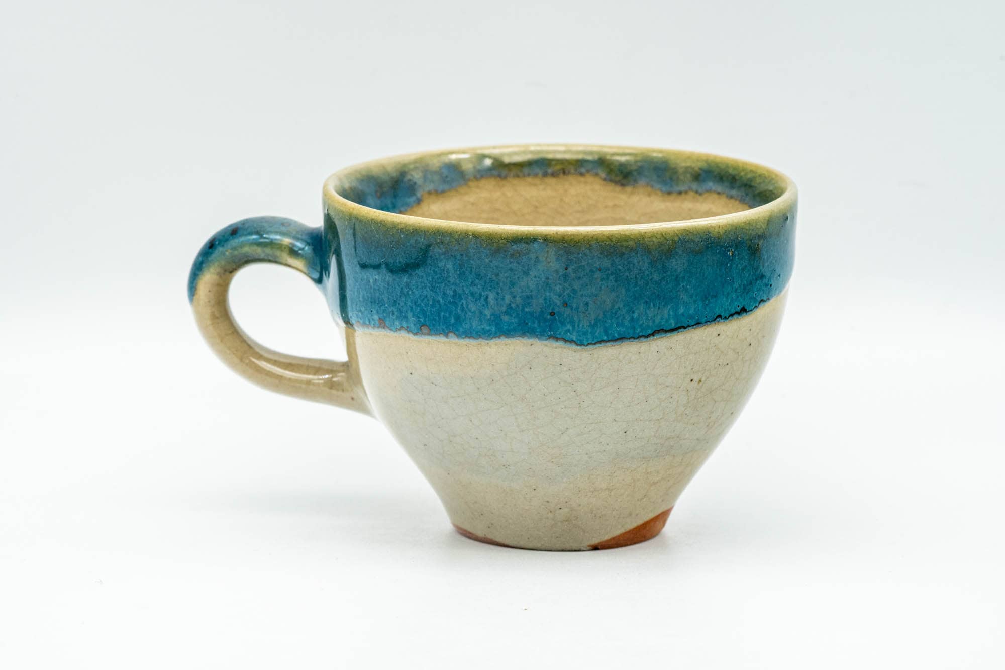 Japanese Teacup - Blue Drip-Glazed Agano-yaki Ushirode Yunomi - 140ml