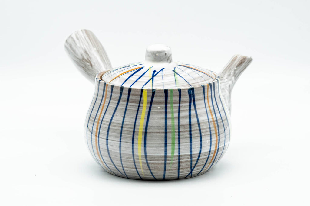 Japanese Kyusu - Brush Glazed Colorful Stripes Debeso Teapot - 250ml