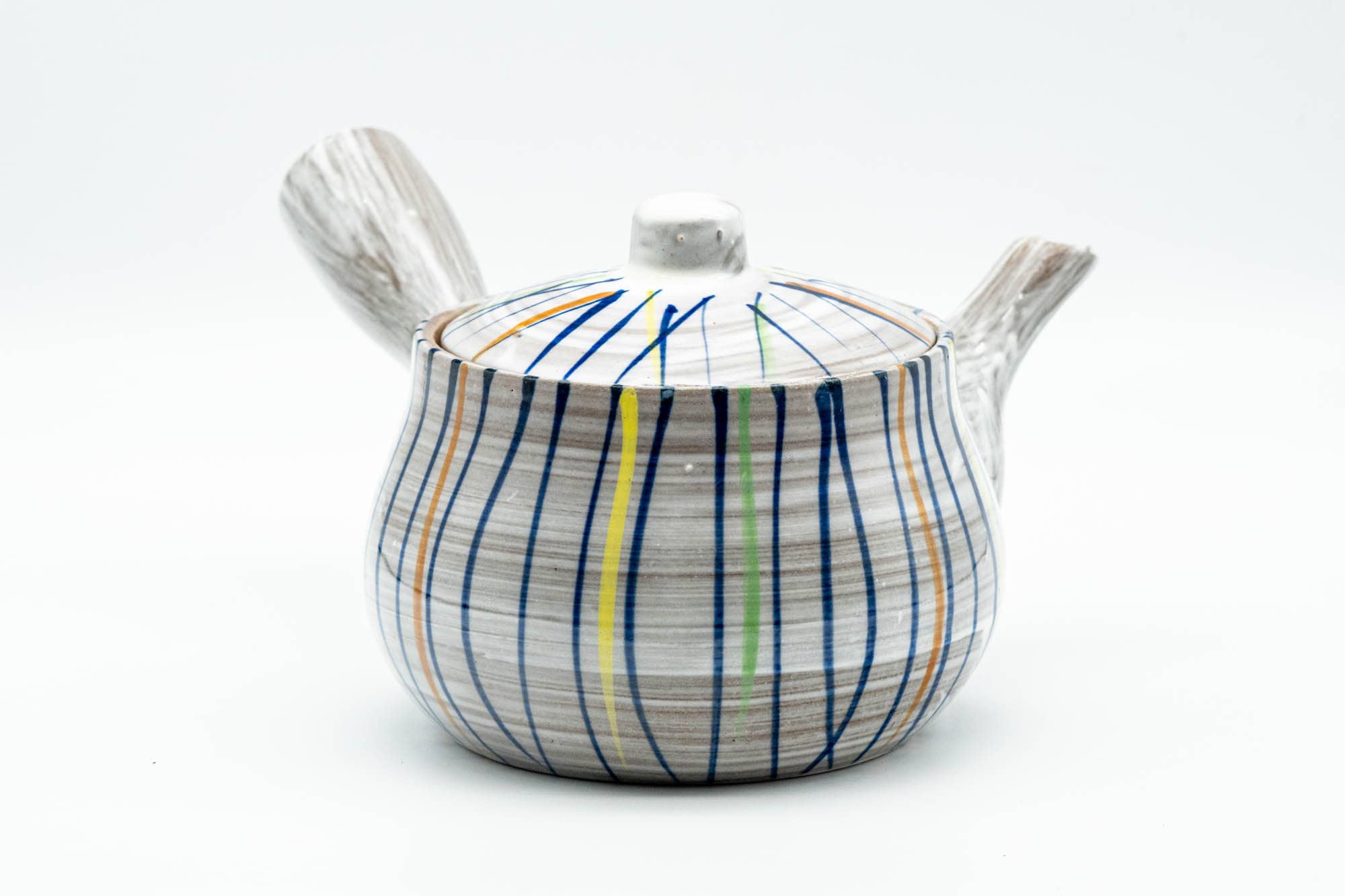 Japanese Kyusu - Brush Glazed Colorful Stripes Debeso Teapot - 250ml
