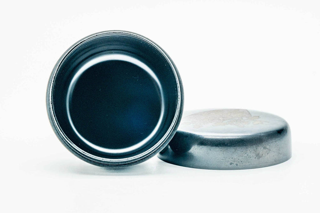 Japanese Natsume - Floral Painted Black Lacquered Matcha Tea Caddy - 70ml