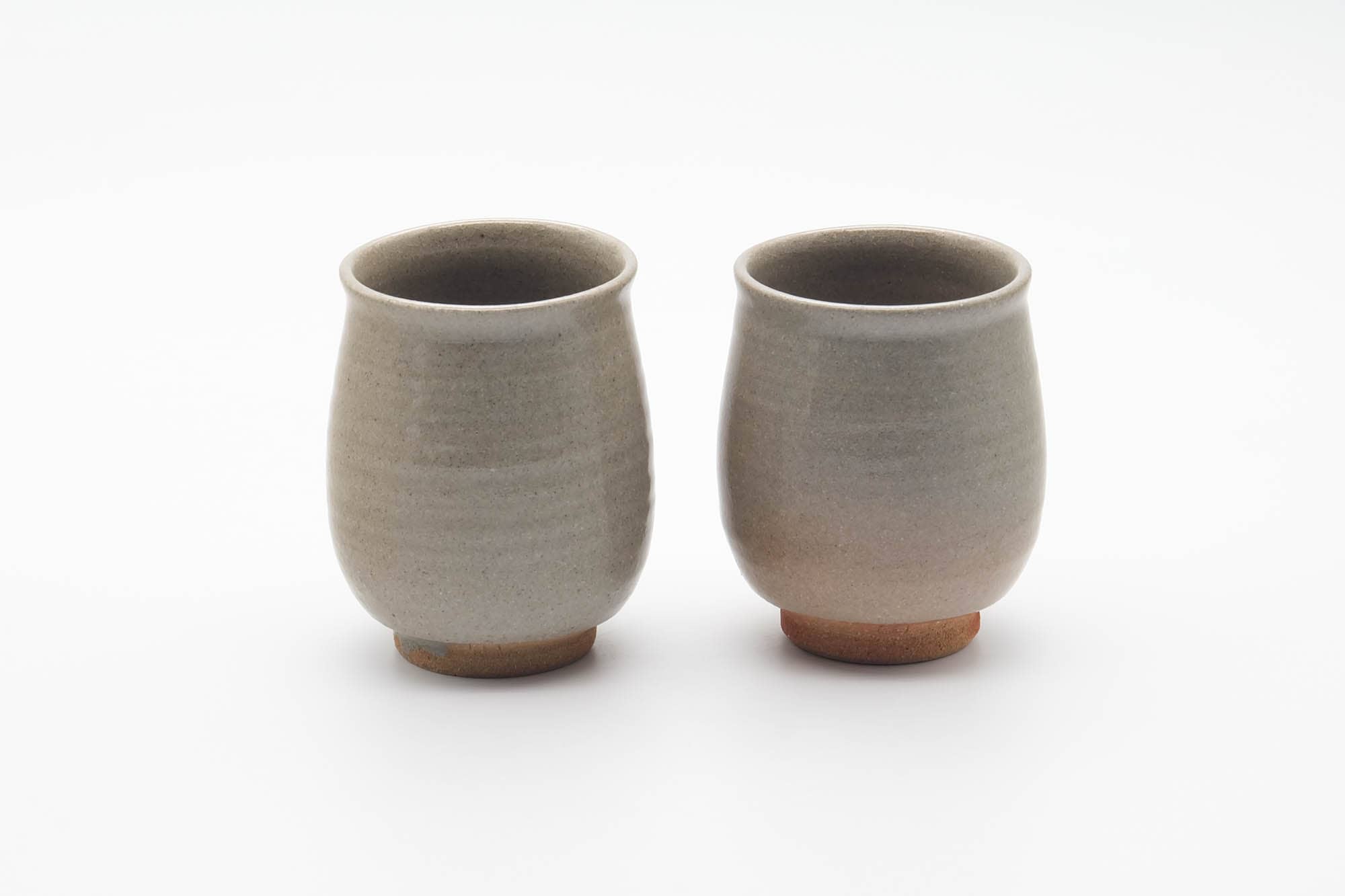 Japanese Teacups - Pair of Long Grass Grey Glazed Karatsu-yaki Meoto Yunomi - 250ml