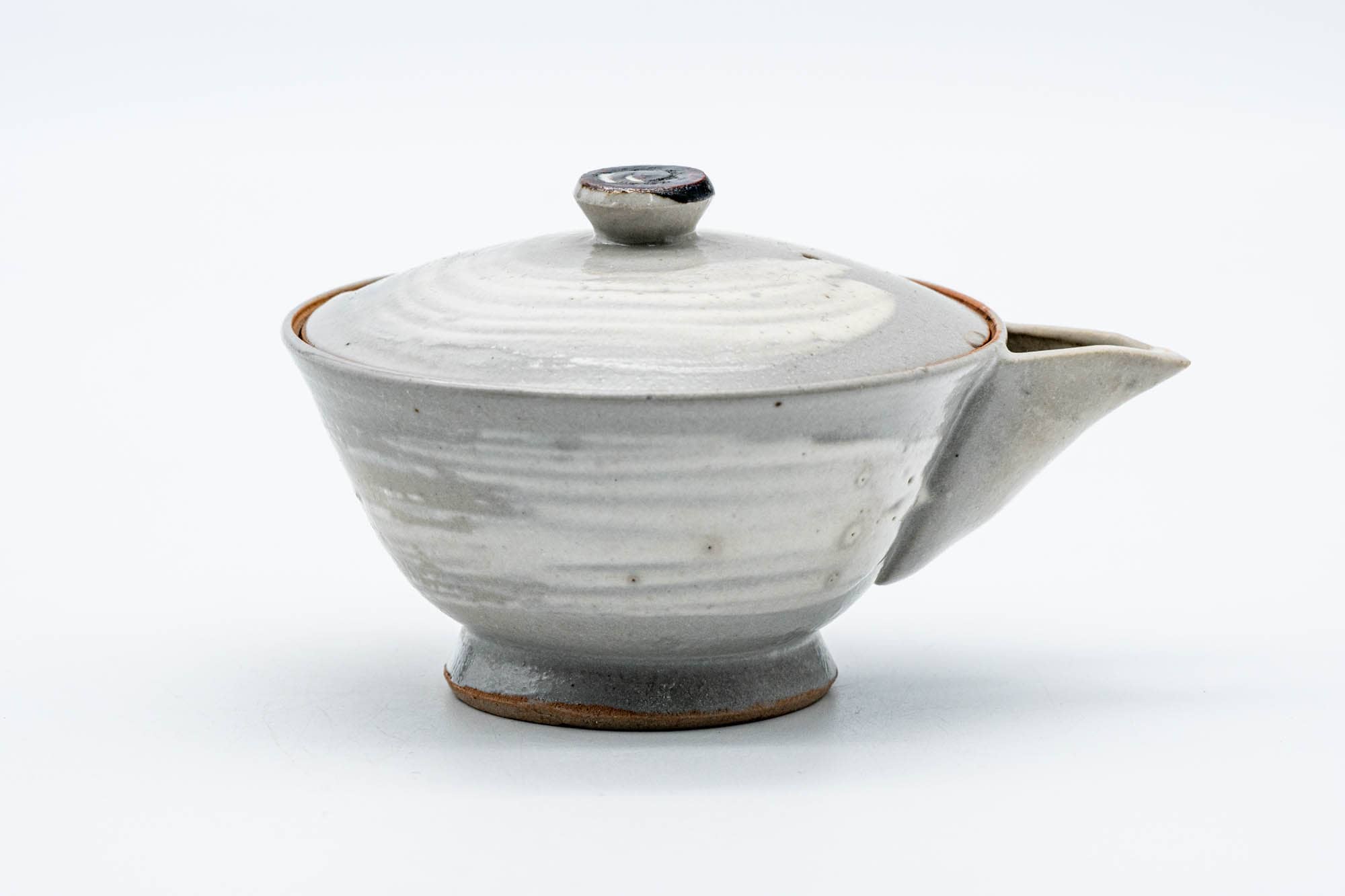 Japanese Houhin - Weathered Grey White Hakeme Glazed Clay Teapot - 80ml