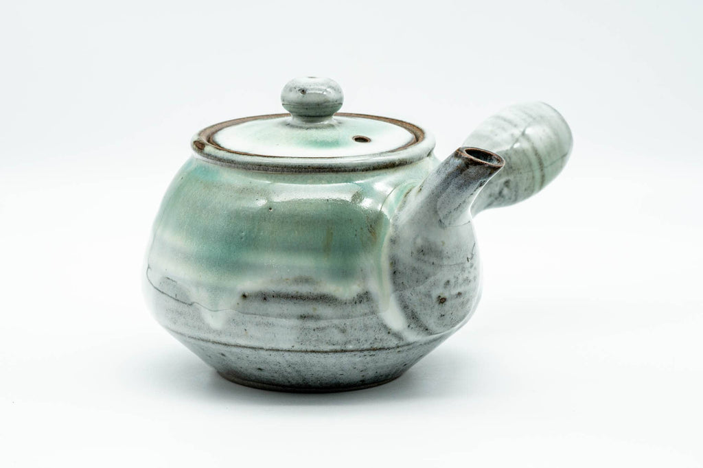 Japanese Kyusu - Green White Drip-Glazed Agano-yaki Do-ake Filter - 420ml