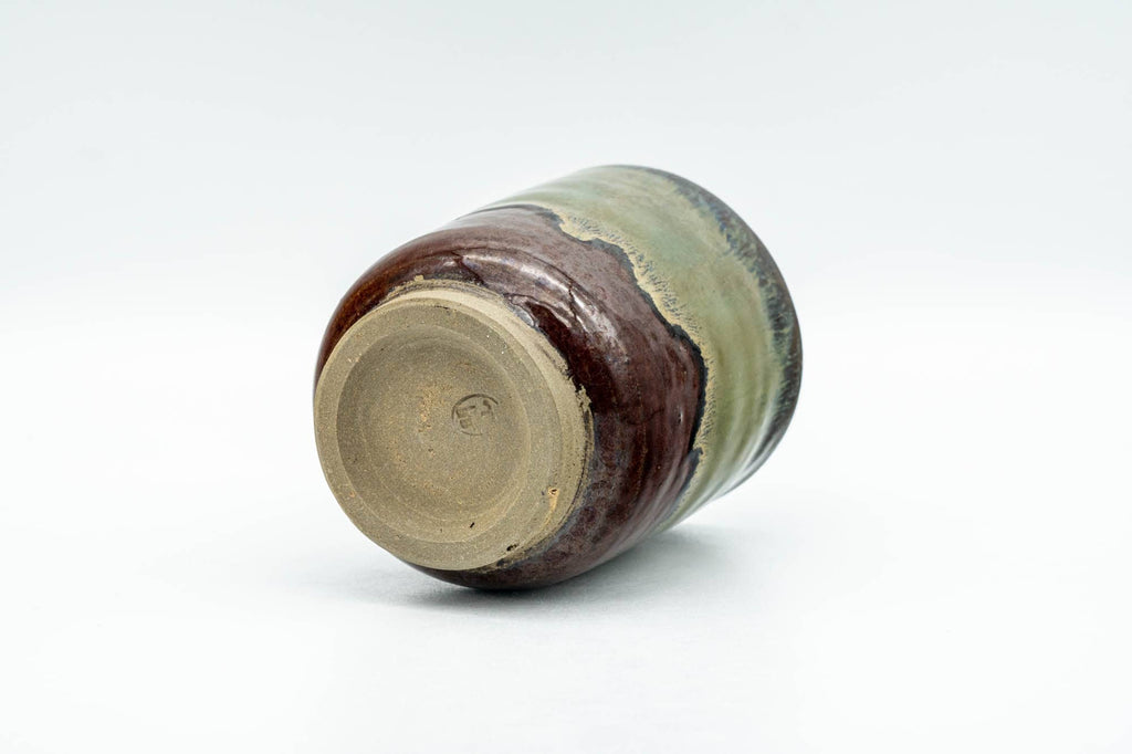 Japanese Teacup - Brown Green Hare's Fur Drip-Glazed Yunomi - 160ml