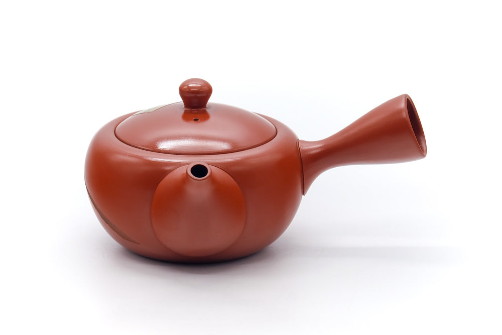 Japanese Kyusu - Long Grass Engraved Tokoname Mesh Teapot - 310ml