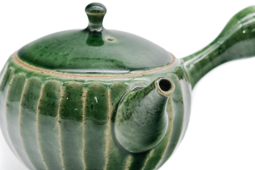 Green Faceted Oribe Tokoname Teapot - 270ml