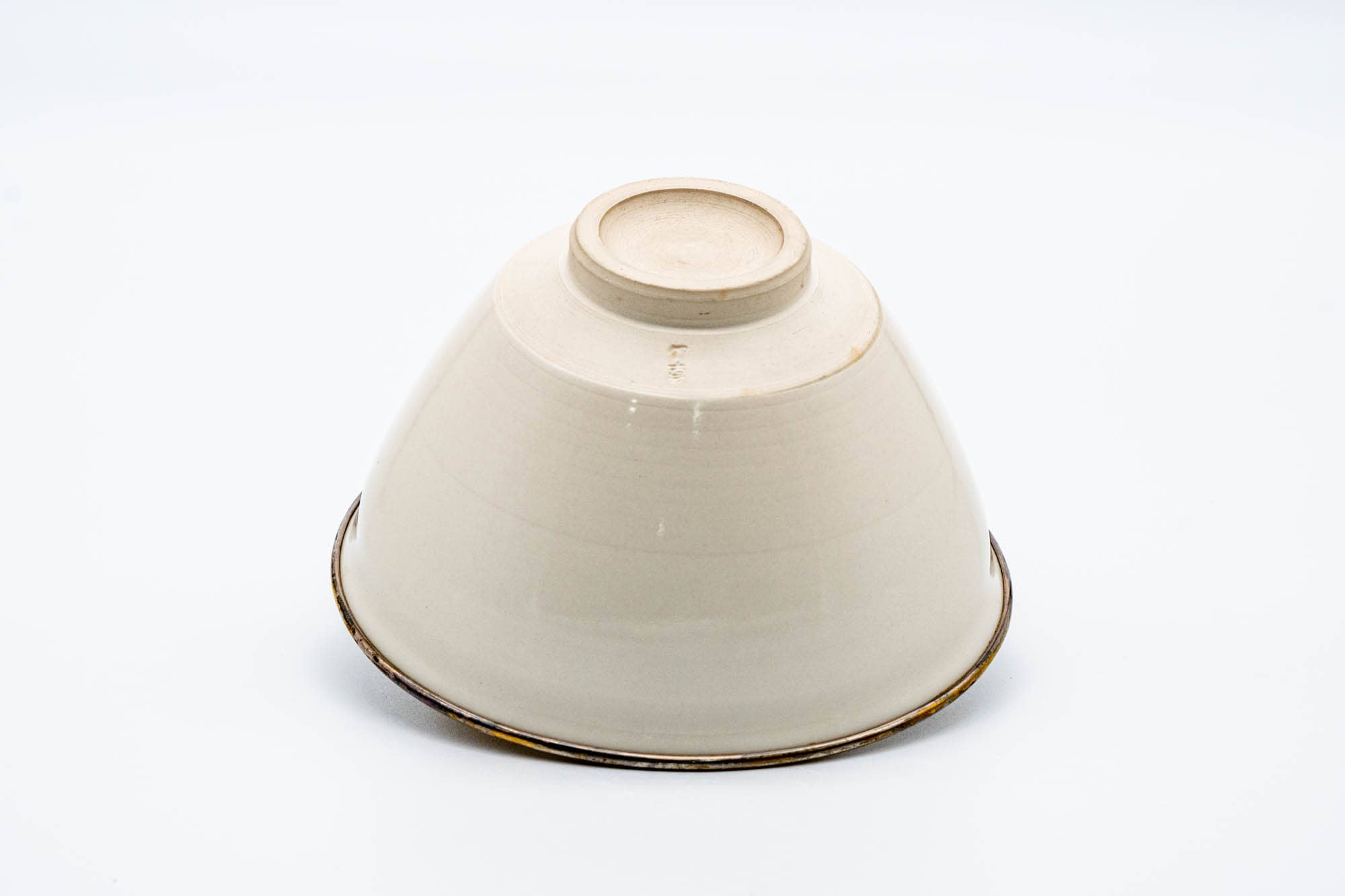 Japanese Matcha Bowl - Gold Rimmed White Shiro Tenmoku Kyo-yaki Chawan Kusayama 草山 - 300ml