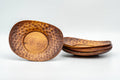 Japanese Chataku - Set of 4 Carved Oval-Shaped Wooden Tea Saucers