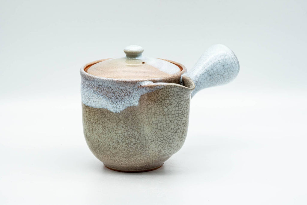 Japanese Tea Set - Beige White Glazed Hagi-yaki Do-ake Kyusu Teapot with 5 Yunomi Teacups