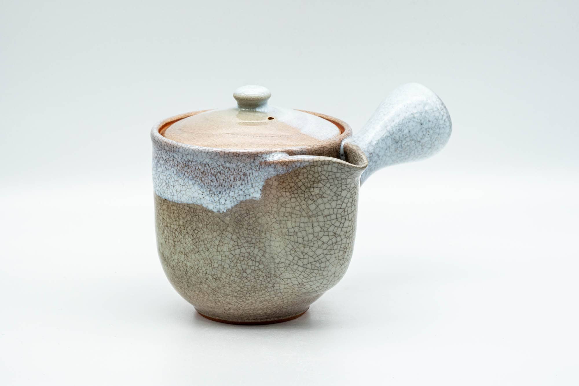 Japanese Tea Set - Beige White Glazed Hagi-yaki Do-ake Kyusu Teapot with 5 Yunomi Teacups