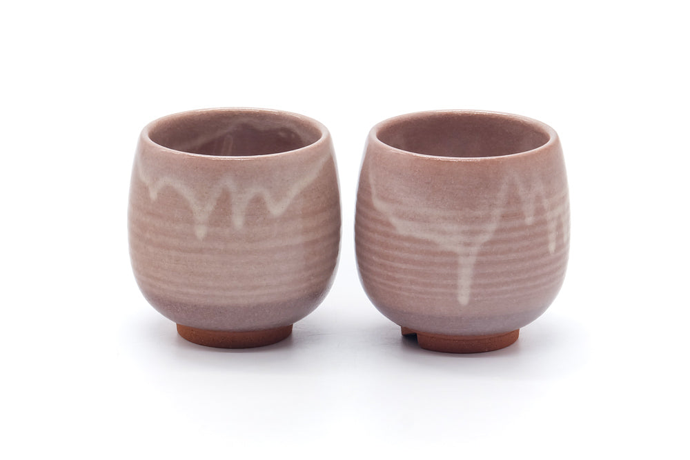Japanese Teacups - Pair of Purple Hagi Meoto Yunomi