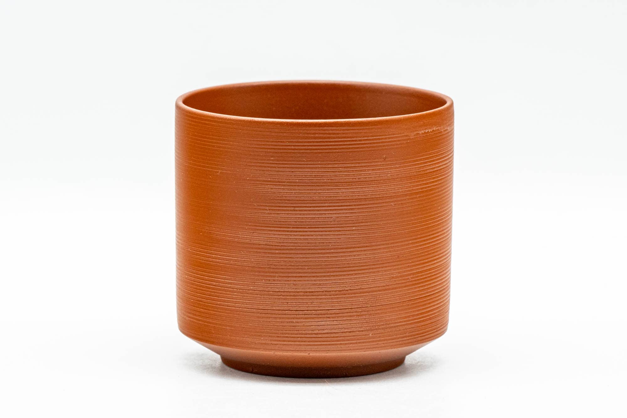 Japanese Teacup - Engraved Spiraling Red Shudei Tokoname-yaki Yunomi - 110ml