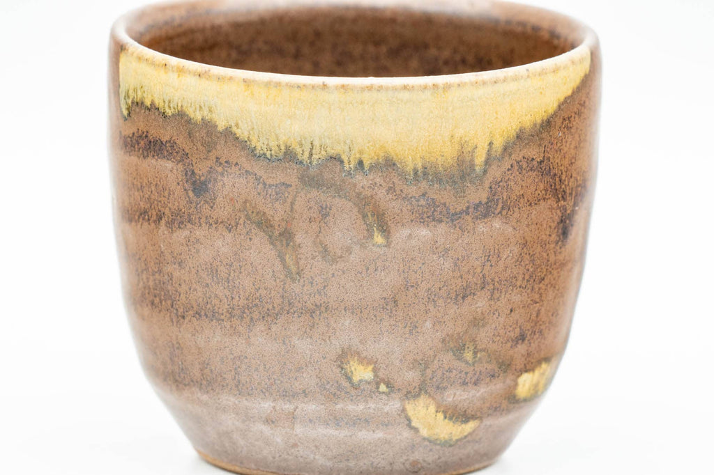Japanese Teacup - Brown Beige Drip-Glazed Yunomi - 100ml