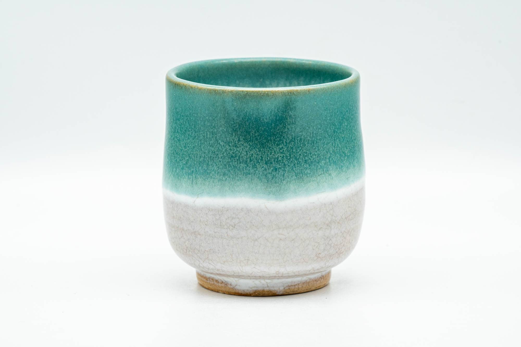 Japanese Teacup - Turquoise White Drip-Glazed Agano-yaki Yunomi - 175ml