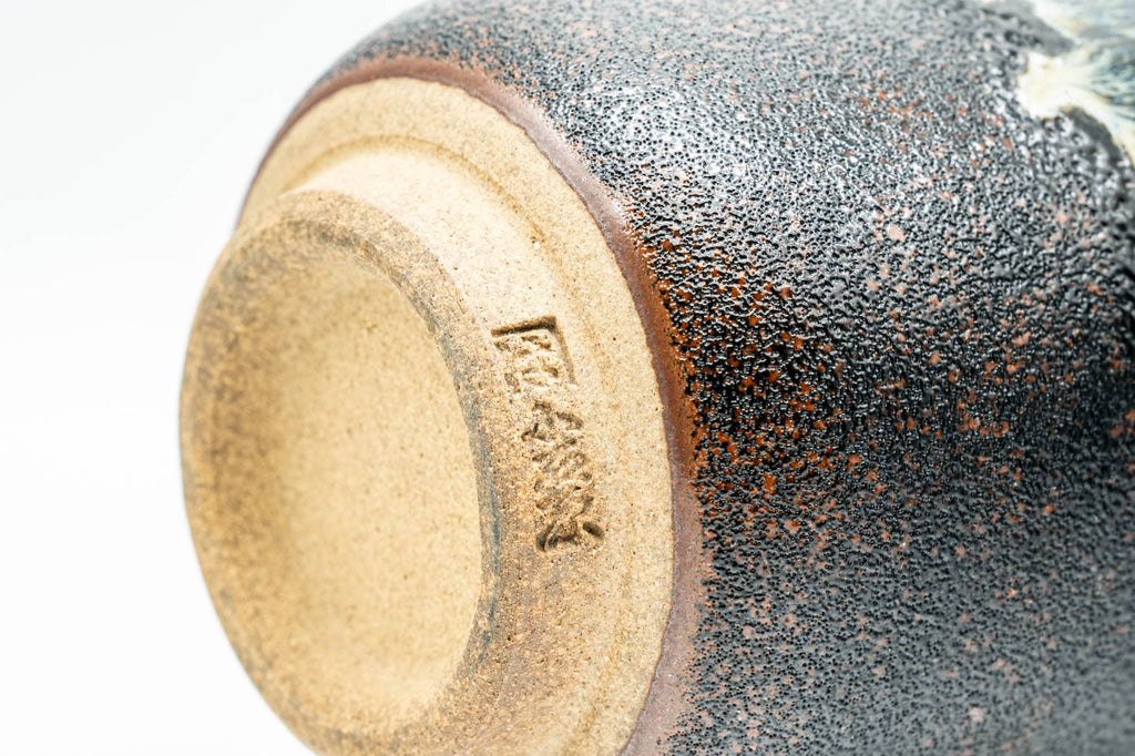 Japanese Teacup - Black Brown Drip-Glazed Yunomi - 150ml