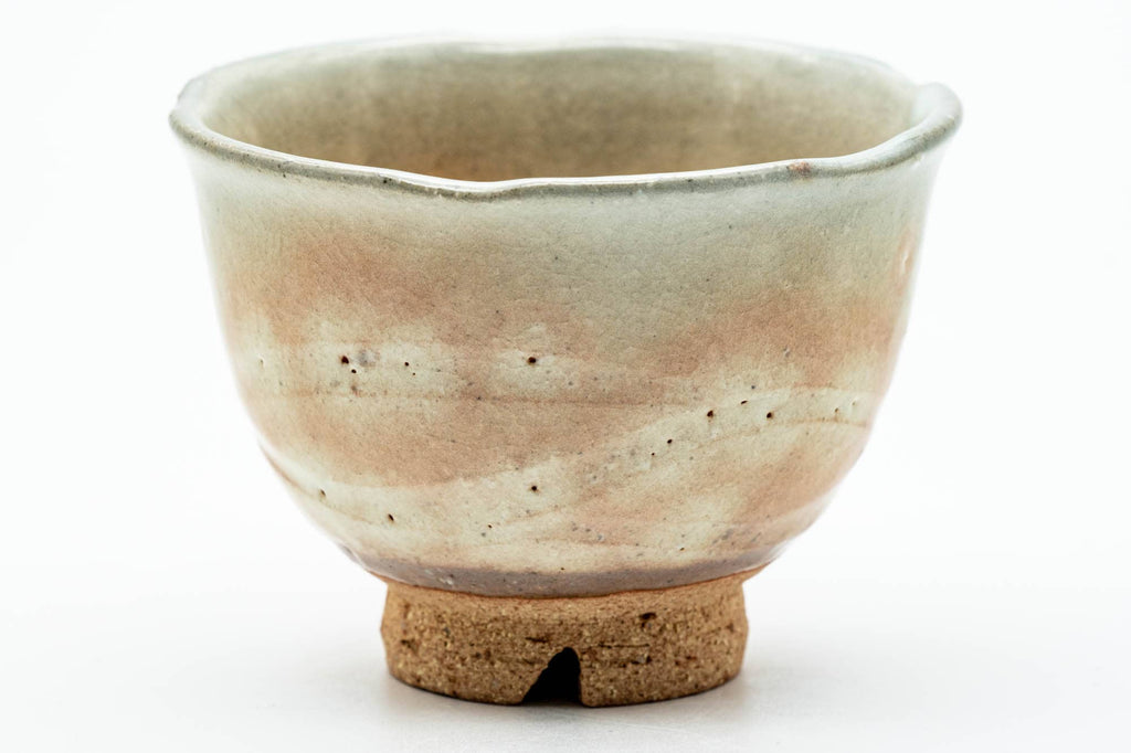 Japanese Teacup - Pair of Dark Beige Pink Spotted Hagi-yaki Yunomi - 130ml