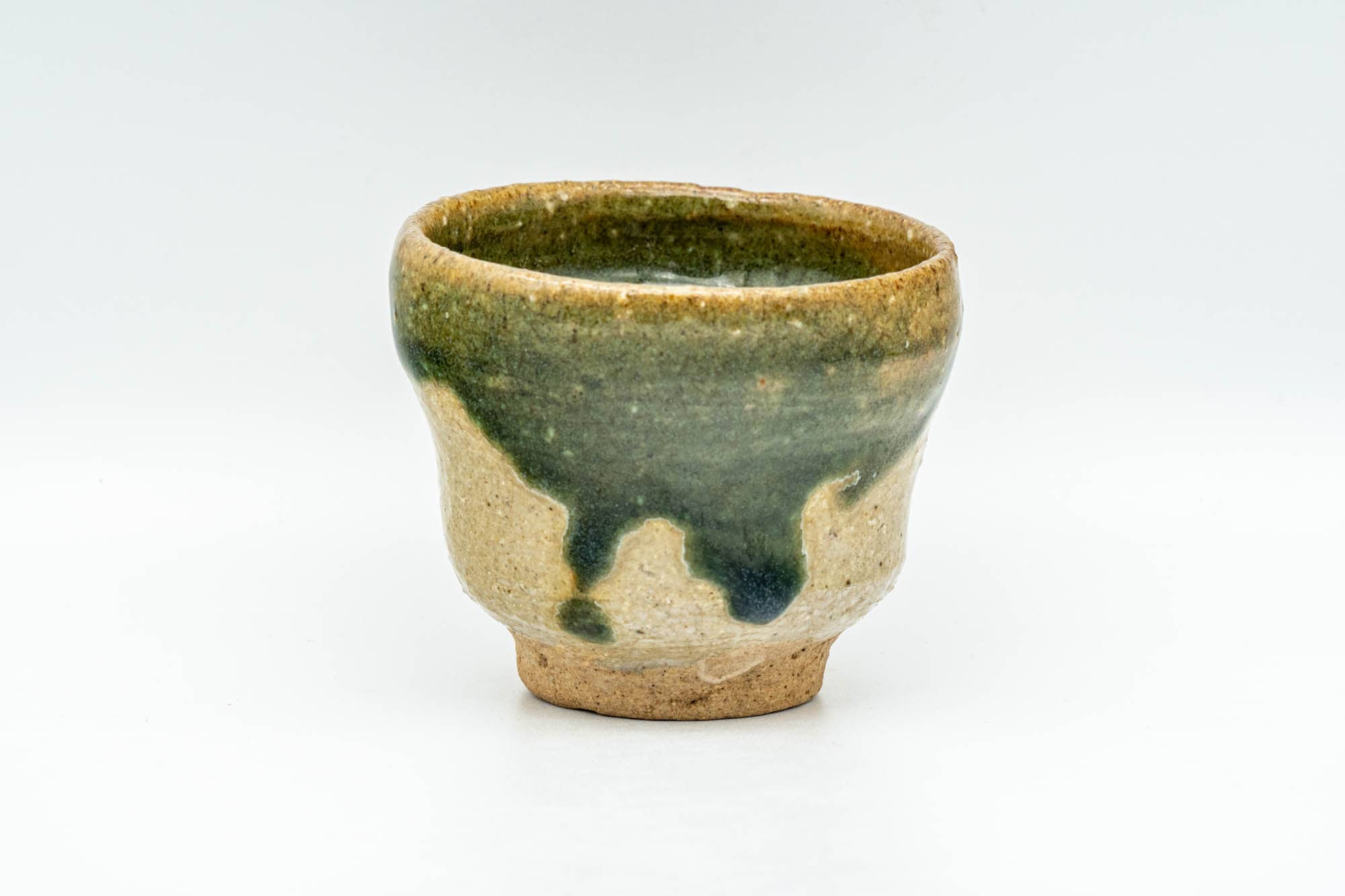 Japanese Teacup - Green Drip-Glazed Wabi Sabi Yunomi - 80ml